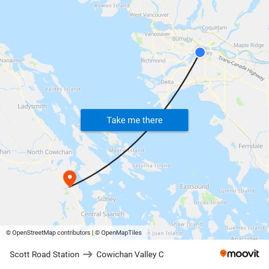 Scott Road Station to Cowichan Valley C map