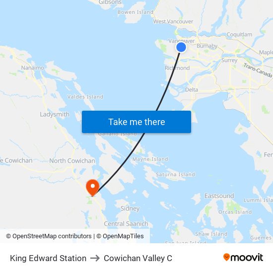 King Edward Station to Cowichan Valley C map
