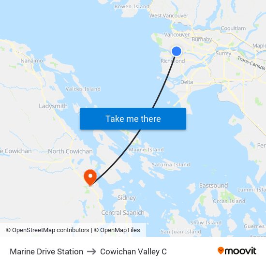 Marine Drive Station to Cowichan Valley C map