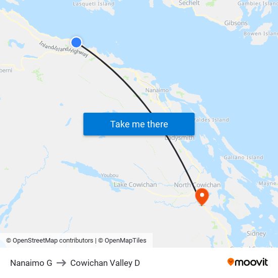 Nanaimo G to Cowichan Valley D map
