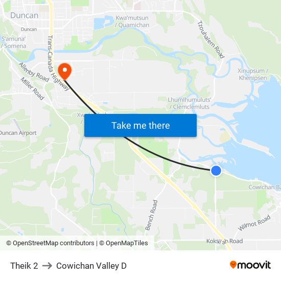 Theik 2 to Cowichan Valley D map