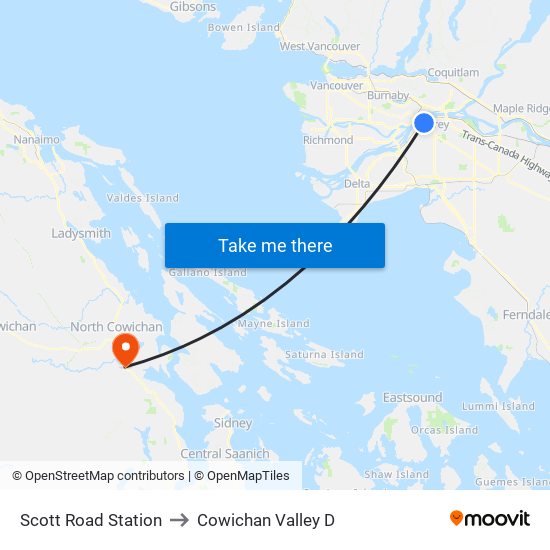 Scott Road Station to Cowichan Valley D map