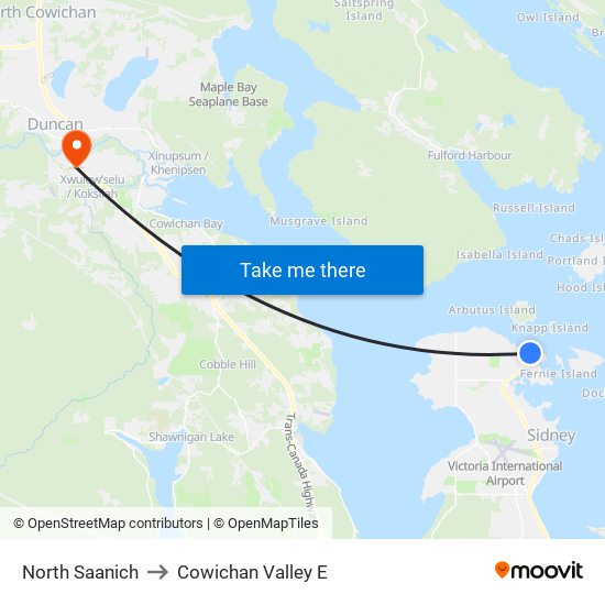 North Saanich to Cowichan Valley E map