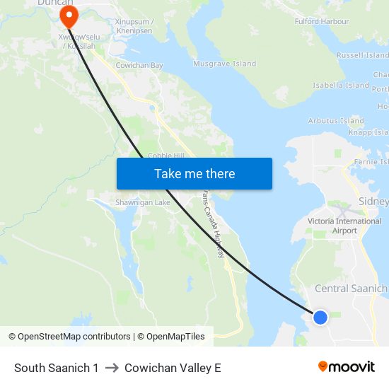 South Saanich 1 to Cowichan Valley E map