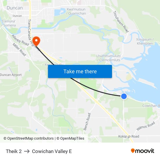 Theik 2 to Cowichan Valley E map