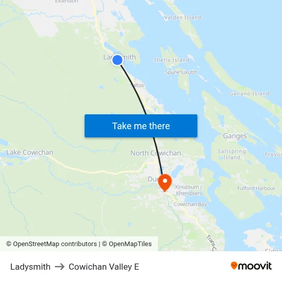 Ladysmith to Cowichan Valley E map