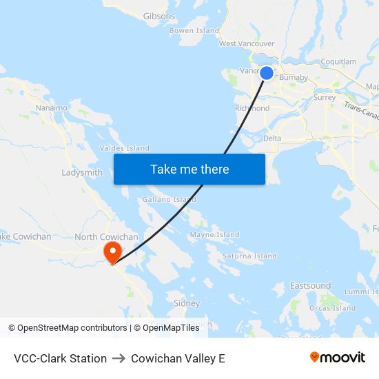 VCC-Clark Station to Cowichan Valley E map