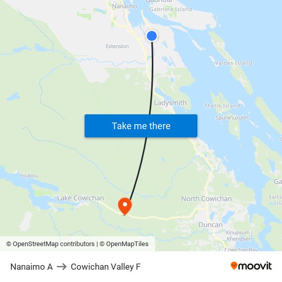 Nanaimo A to Cowichan Valley F map