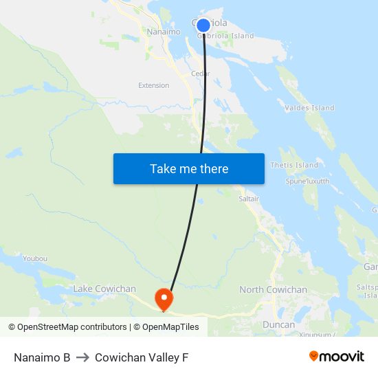 Nanaimo B to Cowichan Valley F map