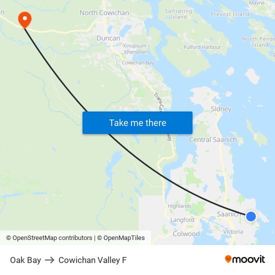 Oak Bay to Cowichan Valley F map