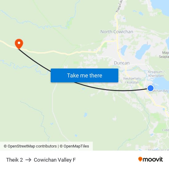 Theik 2 to Cowichan Valley F map