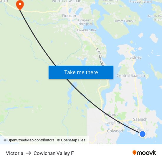 Victoria to Cowichan Valley F map