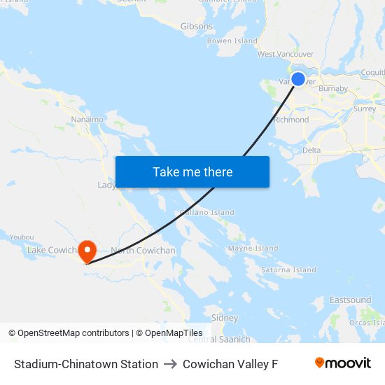 Stadium-Chinatown Station to Cowichan Valley F map