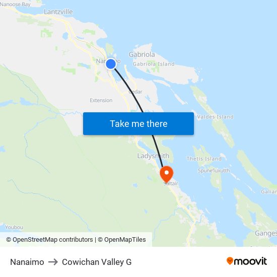 Nanaimo to Cowichan Valley G map