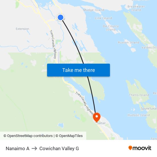 Nanaimo A to Cowichan Valley G map