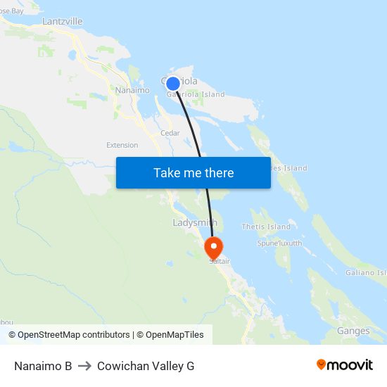 Nanaimo B to Cowichan Valley G map
