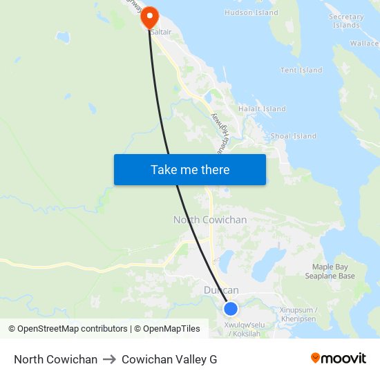 North Cowichan to Cowichan Valley G map