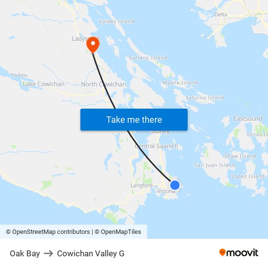 Oak Bay to Cowichan Valley G map