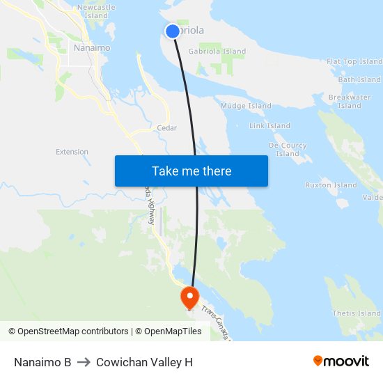 Nanaimo B to Cowichan Valley H map