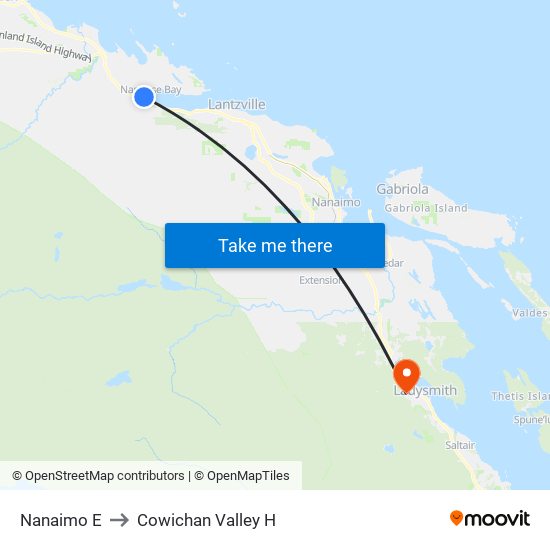 Nanaimo E to Cowichan Valley H map