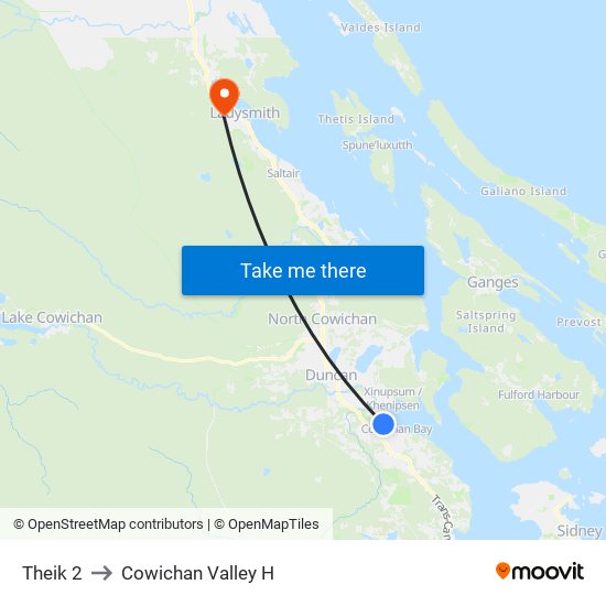 Theik 2 to Cowichan Valley H map