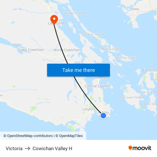 Victoria to Cowichan Valley H map