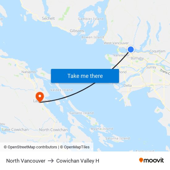 North Vancouver to Cowichan Valley H map