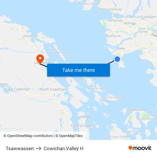 Tsawwassen to Cowichan Valley H map