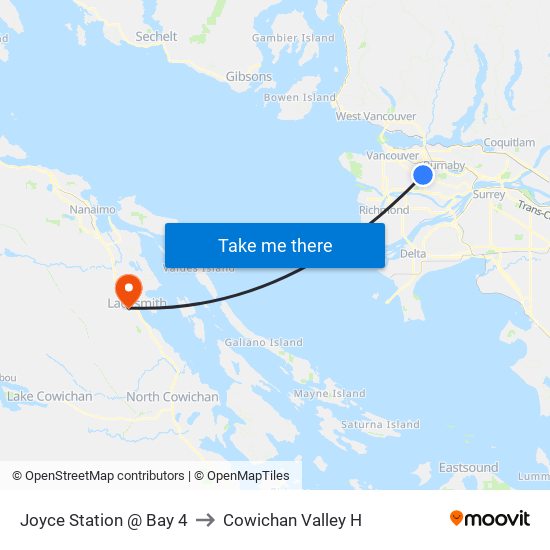 Joyce Station @ Bay 4 to Cowichan Valley H map