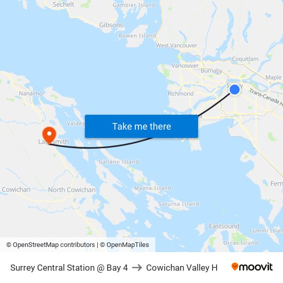 Surrey Central Station @ Bay 4 to Cowichan Valley H map