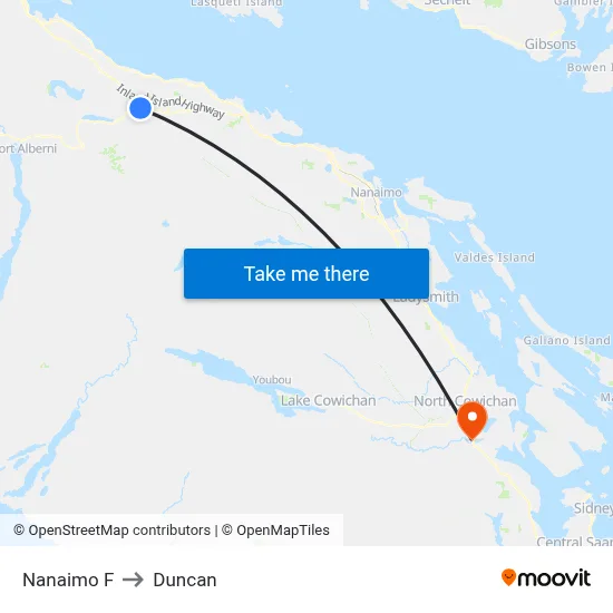 Nanaimo F to Duncan map