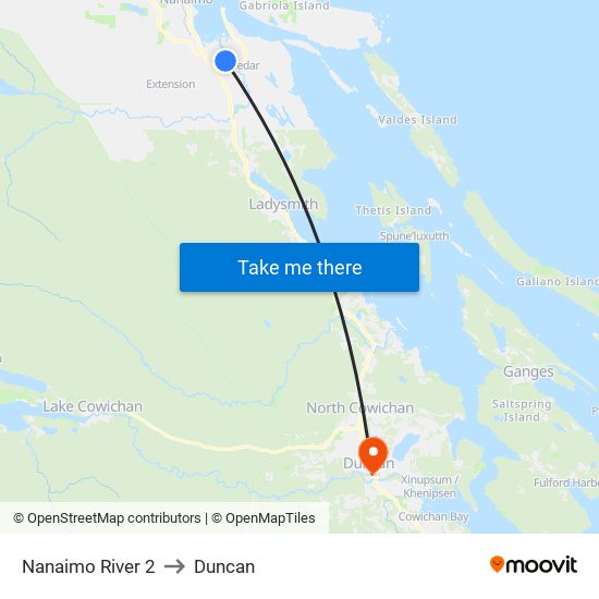 Nanaimo River 2 to Duncan map