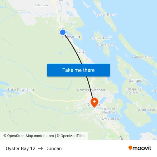 Oyster Bay 12 to Duncan map