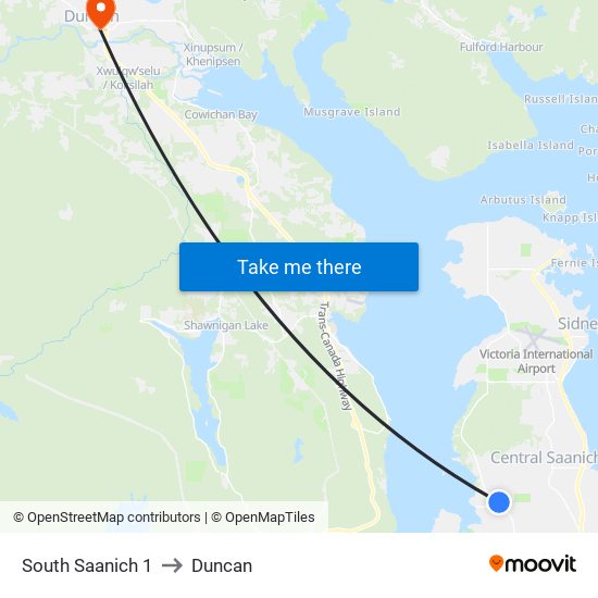 South Saanich 1 to Duncan map