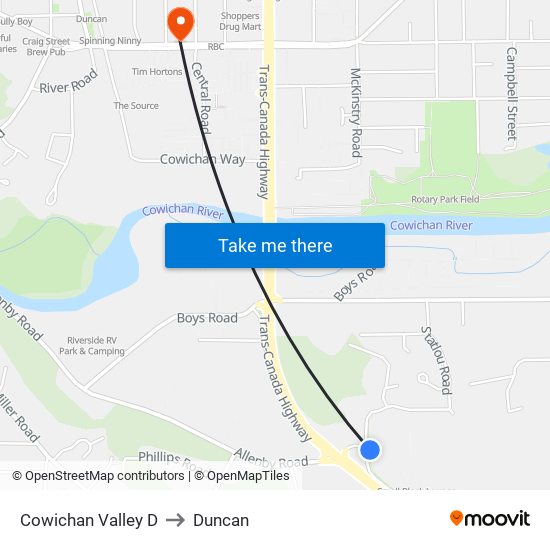 Cowichan Valley D to Duncan map