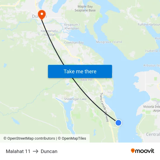Malahat 11 to Duncan map