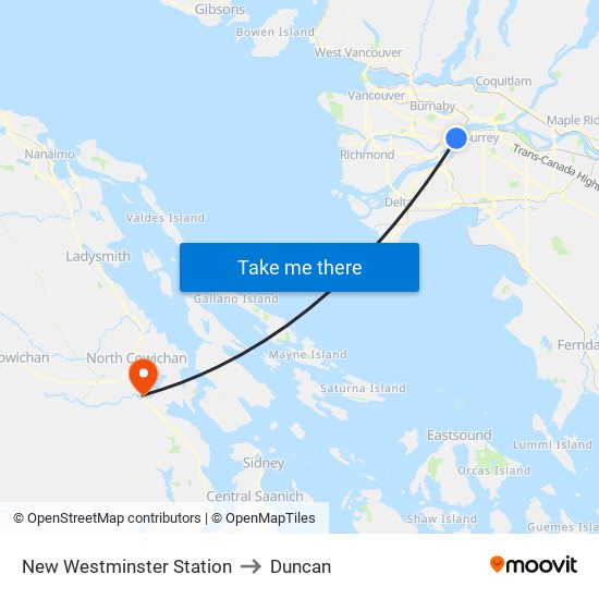 New Westminster Station to Duncan map