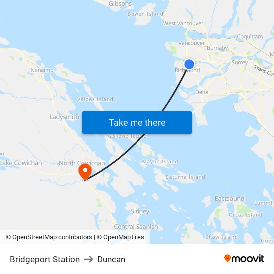 Bridgeport Station to Duncan map