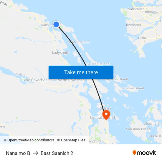 Nanaimo B to East Saanich 2 map