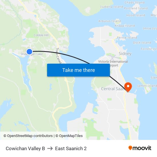 Cowichan Valley B to East Saanich 2 map