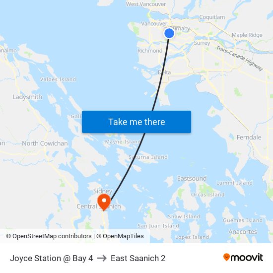 Joyce Station @ Bay 4 to East Saanich 2 map