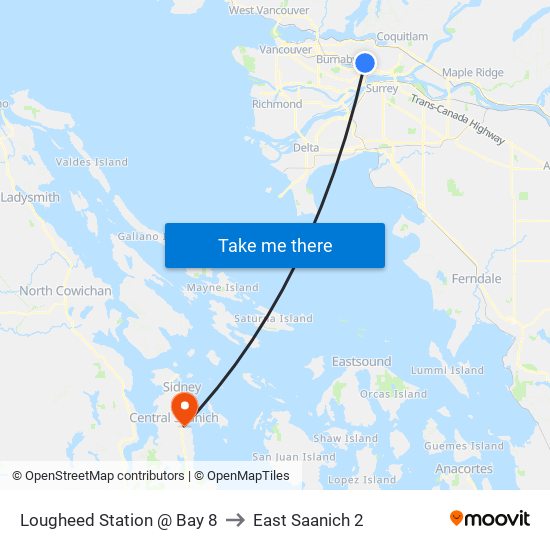 Lougheed Station @ Bay 8 to East Saanich 2 map