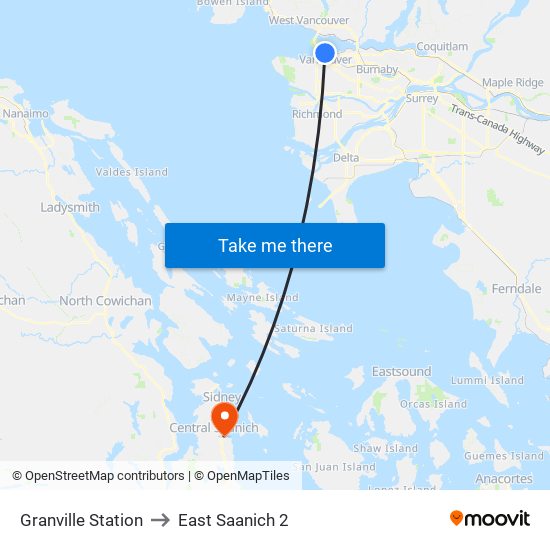 Granville Station to East Saanich 2 map