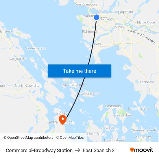 Commercial-Broadway Station to East Saanich 2 map