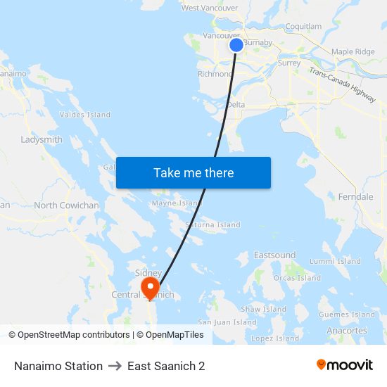 Nanaimo Station to East Saanich 2 map
