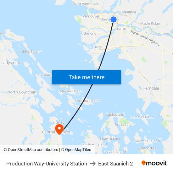 Production Way-University Station to East Saanich 2 map