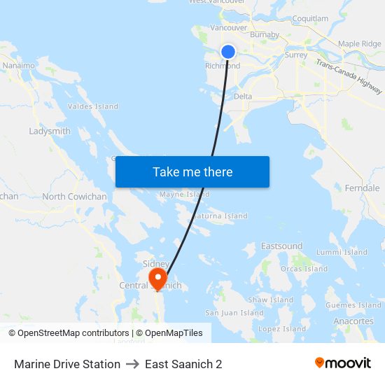 Marine Drive Station to East Saanich 2 map