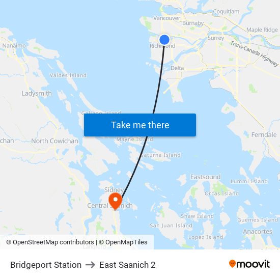 Bridgeport Station to East Saanich 2 map