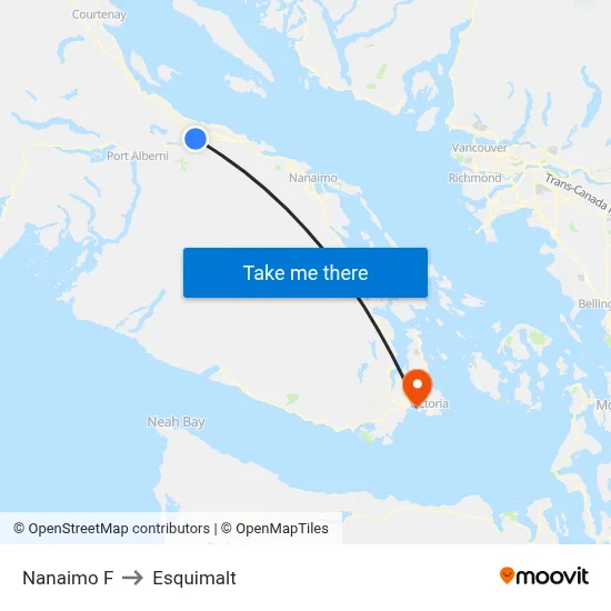 Nanaimo F to Esquimalt map