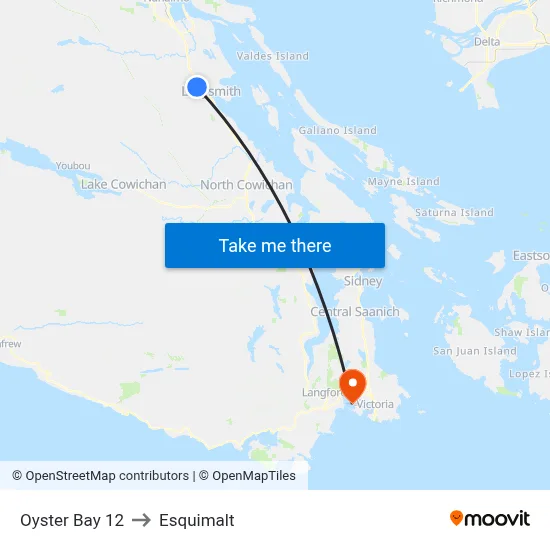 Oyster Bay 12 to Esquimalt map